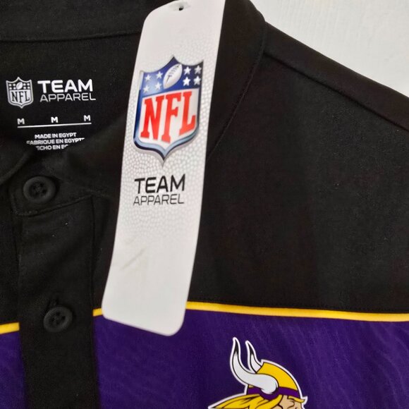 Minnesota Vikings Men's NFL Team Apparel Short Sleeve Polo Shirt Black Sz M NWT - Picture 3 of 7